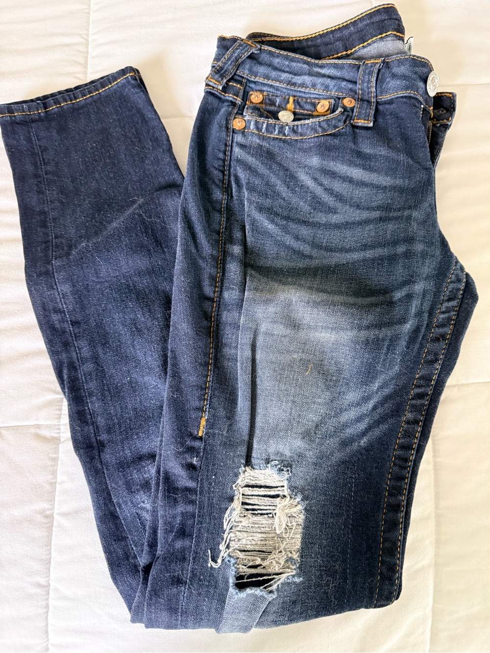 True Religion Skinny Distressed Jeans Size 27 Low Rise